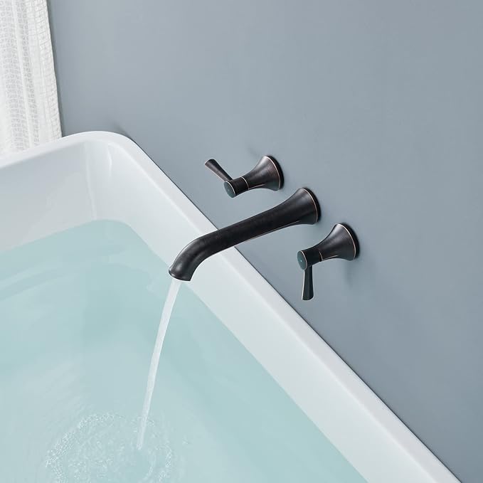 Wall Mount Tub Faucet, Roman Tub Filler Oil Rubbed Bronze Brass Bathtub Faucets - Image 4