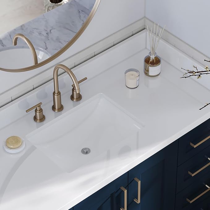 ARIEL 49" Midnight Blue Bathroom Vanity 1.5" Edge Pure White Quartz Countertop - Image 4