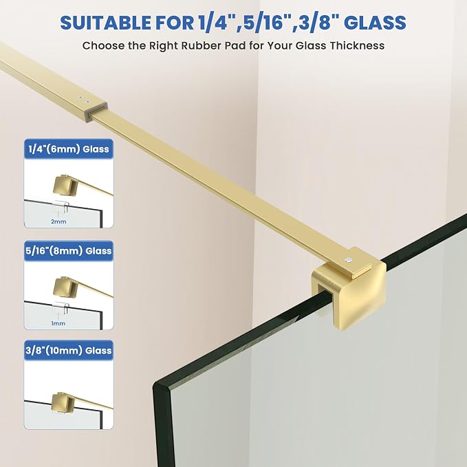 Shower Door Glass Support Bar, 26.96" to 48.54" Adjustable Stainless Steel - Image 6