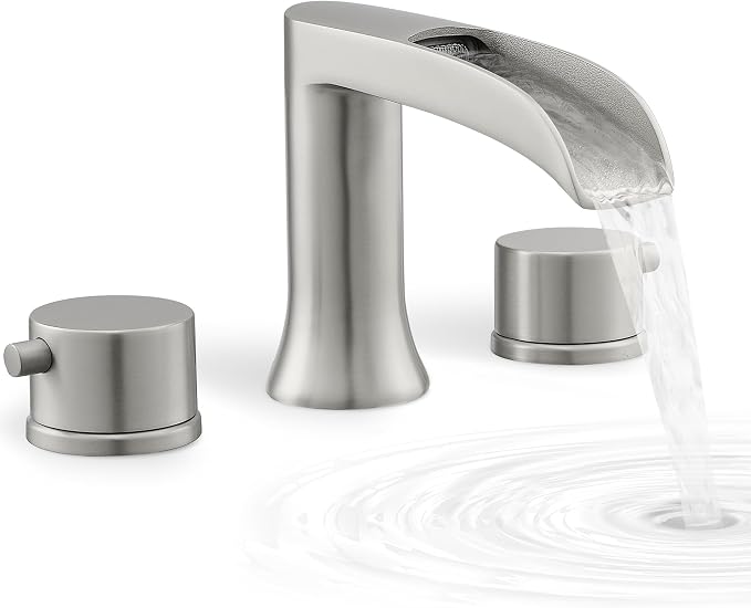 Brass Roman Bathtub Faucet Brushed Nickel, Waterfall High Flow Bath Tub Faucet by HEYMYTAP