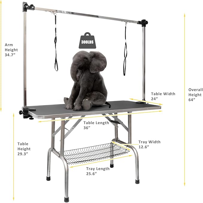 ROOMTEC 36" Dog Grooming Table, Foldable Home Pet Bathing Station - Image 2