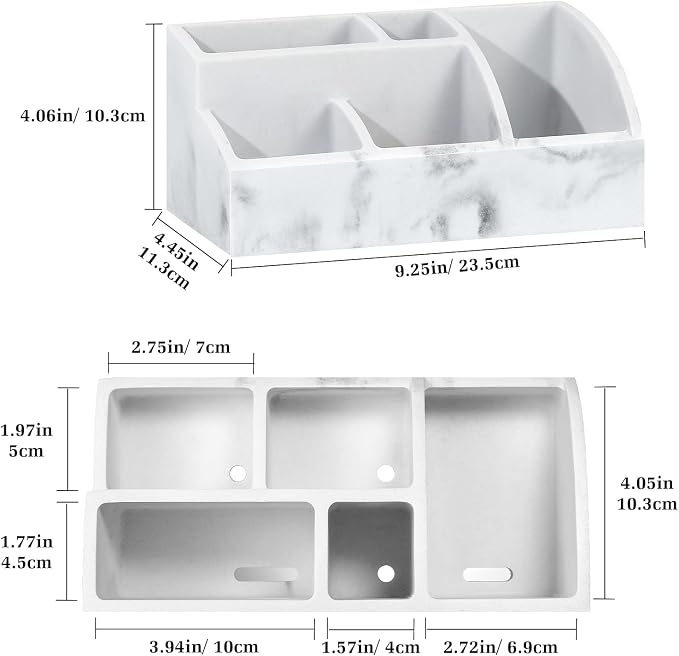 Luxspire Bathroom Counter Organizer, 5 Slot Toothbrush Holder, Marble Bathroom - Image 5