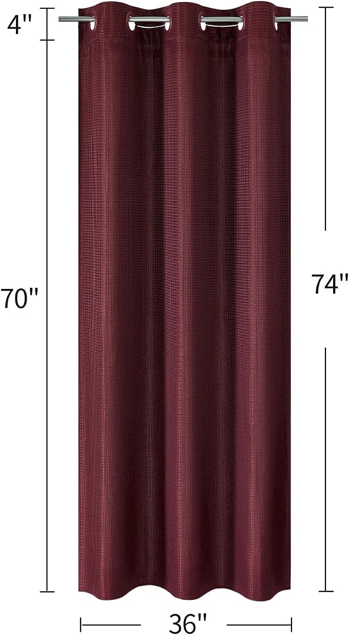 MitoVilla Burgundy Waffle Small Stall Shower Curtain Liner Set 36 x 74 - Image 2