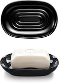 Ceramic Soap Dish for Bath Sink- Modern Black Bar Soap Holder for Shower by Aenfaiy