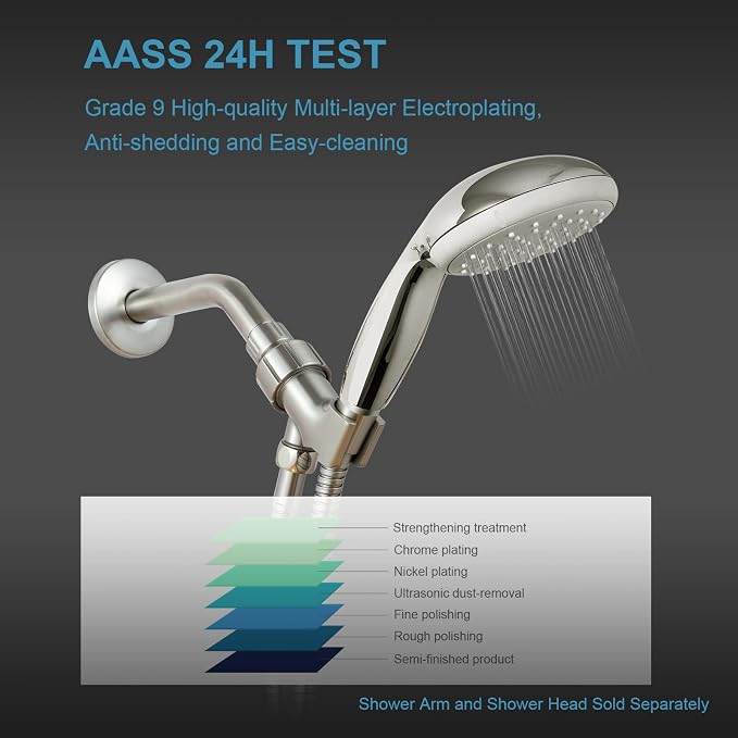 OFFO Shower Head Holder for Handheld Shower Head, Brushed Nickel Adjustable - Image 6