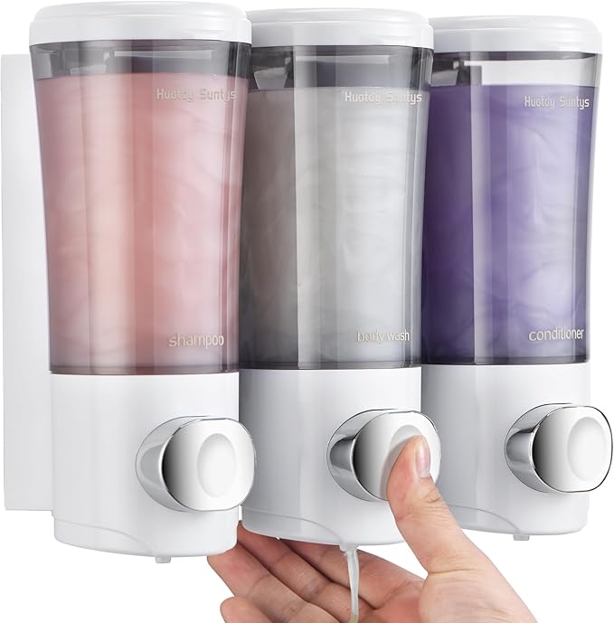 Shampoo and Conditioner Dispenser No Drill Shower Soap Dispenser Wall Mounted by HuotdySuntys