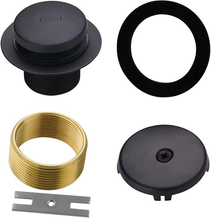 Black Tub Drain Tip-Toe Tub Trim Set Conversion Kit Assembly, Hidrop Bathtub by HIDROP