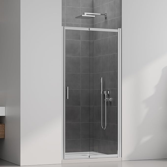 31-33" W x 72" H Pivot Swing Glass Shower Doors, 180° Rotating Retractable by ShowerDoor