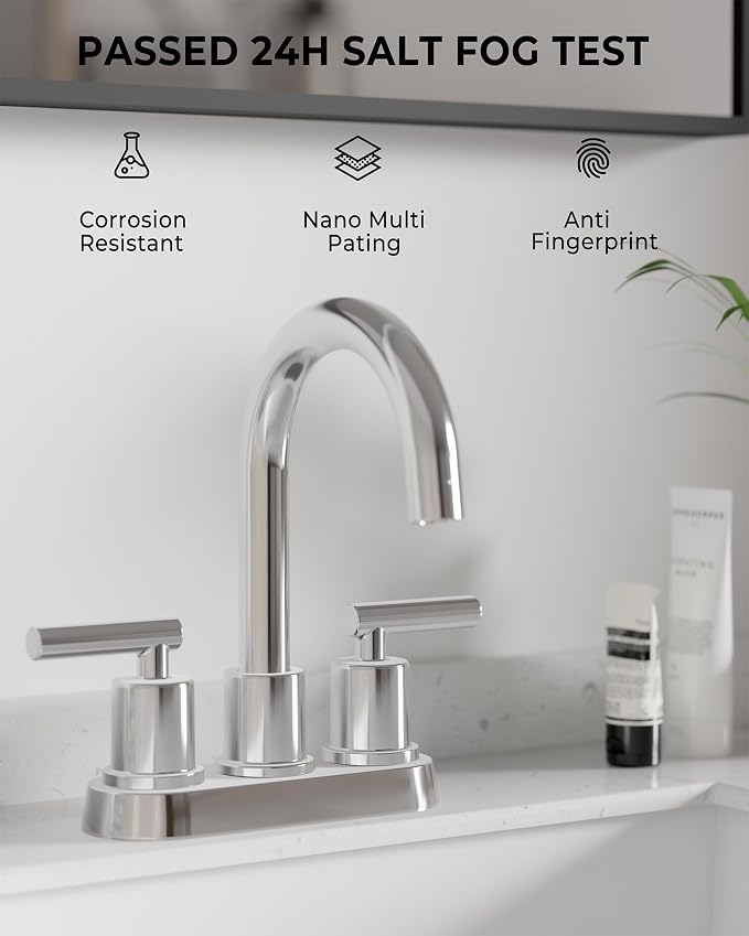 VXV Bathroom Faucet 4 Inch 2 Handle Centerset Sink Faucet 360 Swivel Spout - Image 3
