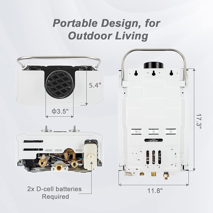 GASLAND 6L 1.58GPM Portable Propane Tankless Water Heater - Image 8
