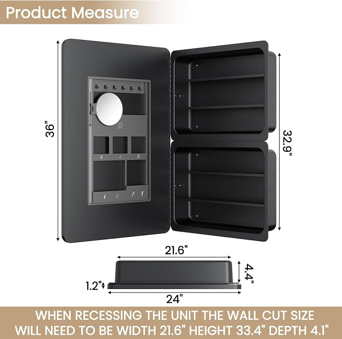 Rresyet 24×36 Bathroom Mirror Cabinet - Image 3