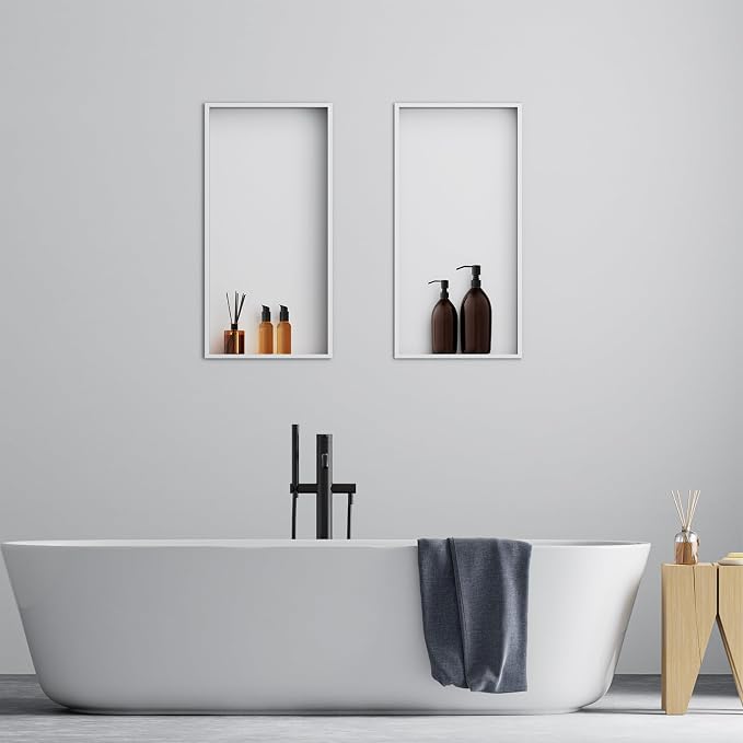 Achelous Stainless Steel Insert Shower Niche 24" X 12" NO Tile Needed, Bathroom - Image 2