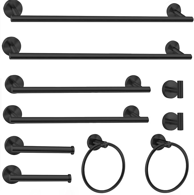 Cilee 10 Piece Matte Black Bathroom Hardware Set, 2 Pack 5 Piece Bathroom by Cilee