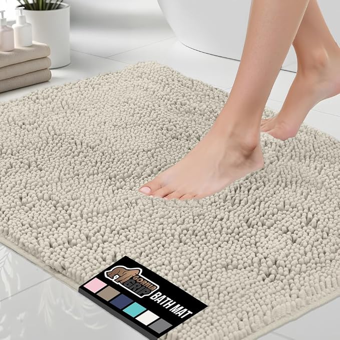 GORILLA GRIP Bath Rug Mat, Thick Soft Absorbent Chenille, Quick Dry Microfiber by GorillaGrip
