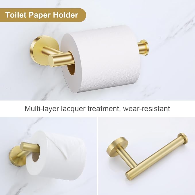 Lairuier 5 Pieces Brushed Gold Bathroom Accessories Set, 23.6 Inch Bath Towel - Image 4