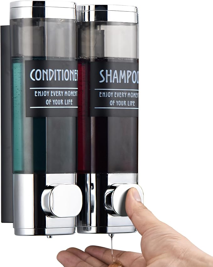 Shampoo and Conditioner Dispenser, GlintGath Shower Dispenser 2 Chamber No by GlintGath