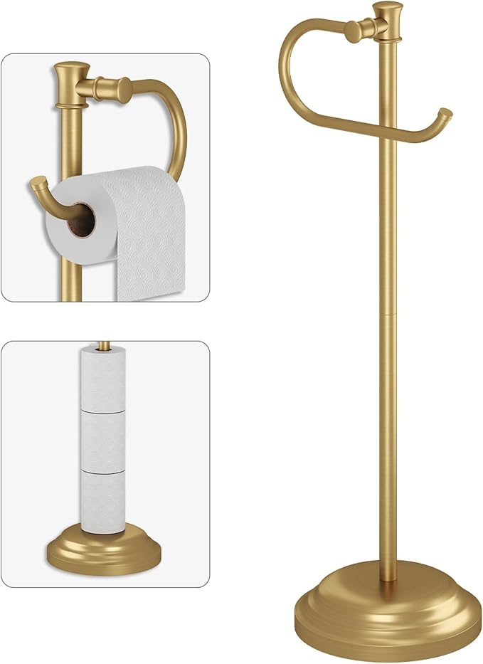 BESy Toilet Paper Holder Free Standing Bathroom Toilet Tissue Holder Stand by BESy