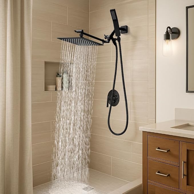 G-Promise All Metal 10" Dual Square Shower Head Combo | Rain Shower Head | - Image 5