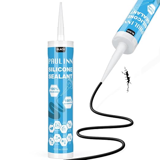PAULINN Silicone Sealant Black, 100% Silicone Caulk Waterproof by PAULINN