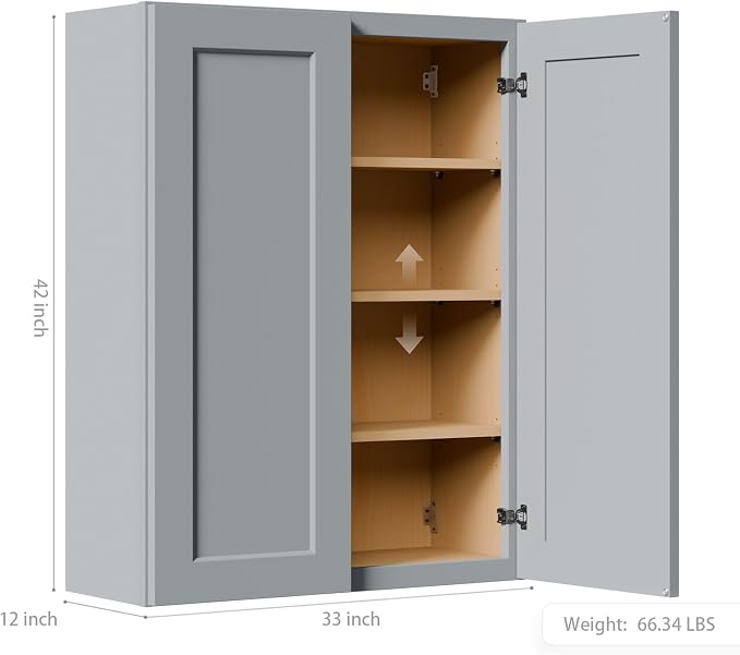 33 Inch Laundry Room Cabinets Wall Mounted, Solid Wood Over The Toilet Storage - Image 3