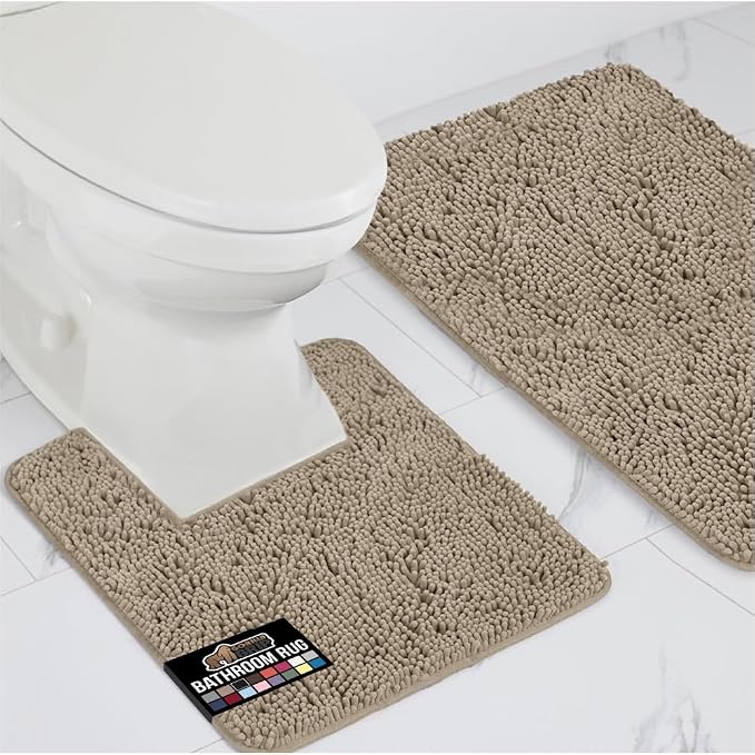 GORILLA GRIP Bathroom Rug Sets, Soft Chenille 2 Piece Area Rugs Set, Toilet by GorillaGrip
