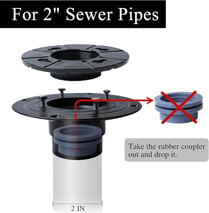 6 Inch Square Shower Floor Drain, Stainless Steel Flange - Image 2