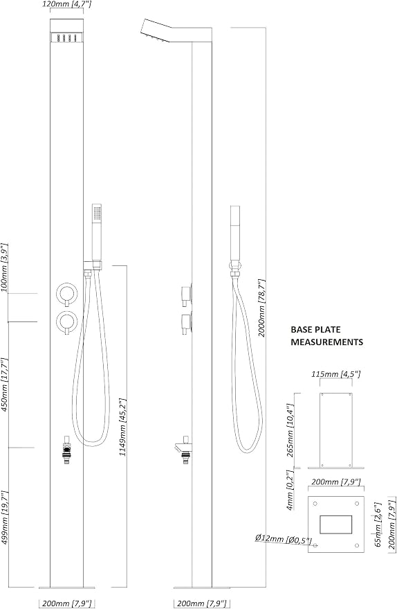Bondi Silver ADA 316 Marine Grade Stainless Steel Outdoor Shower Panel-No Rust! - Image 3