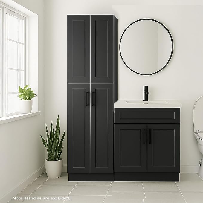 Pantry Cabinet, 4-Soft Close Door, 4 Adjustable Shelves, 2 Portion, Unassembled - Image 7