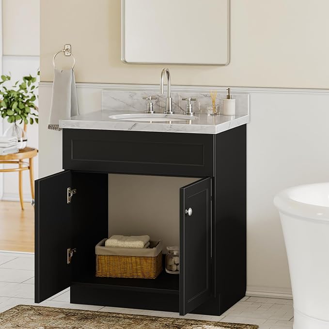 ARIEL Hamlet 31 Inch Black Bathroom Vanity - Image 4