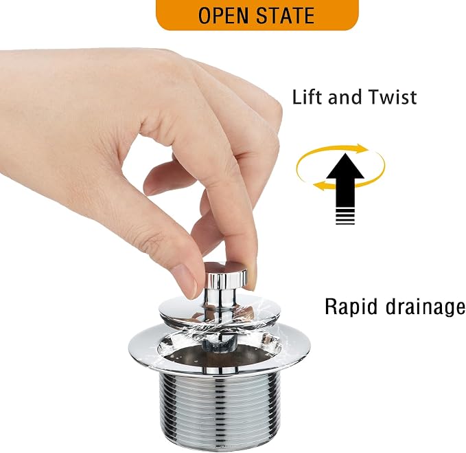 Yariwiz 1-1/2" Polished Chrome Bathtub Tub Drain Kit Bath Waste Overflow Drain - Image 4