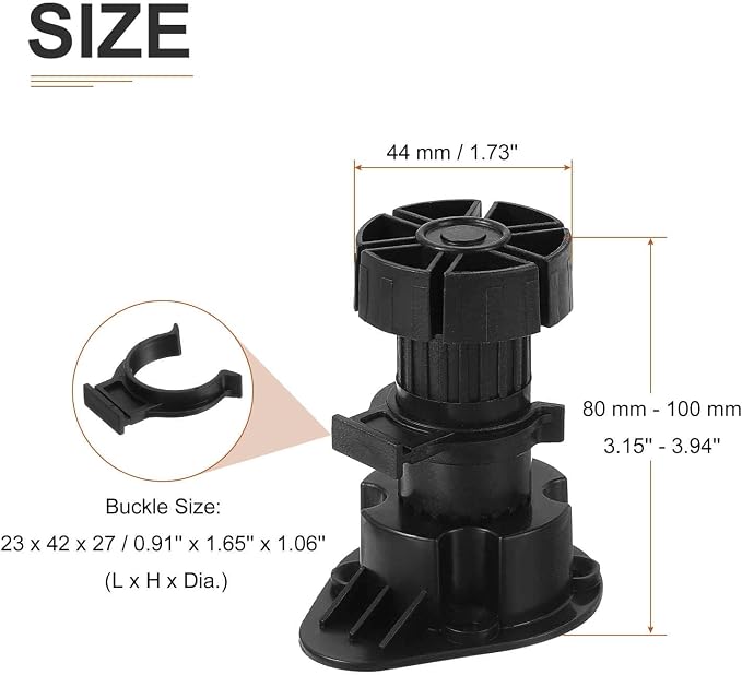 80x44mm Adjustable Leveling Feet - Image 2
