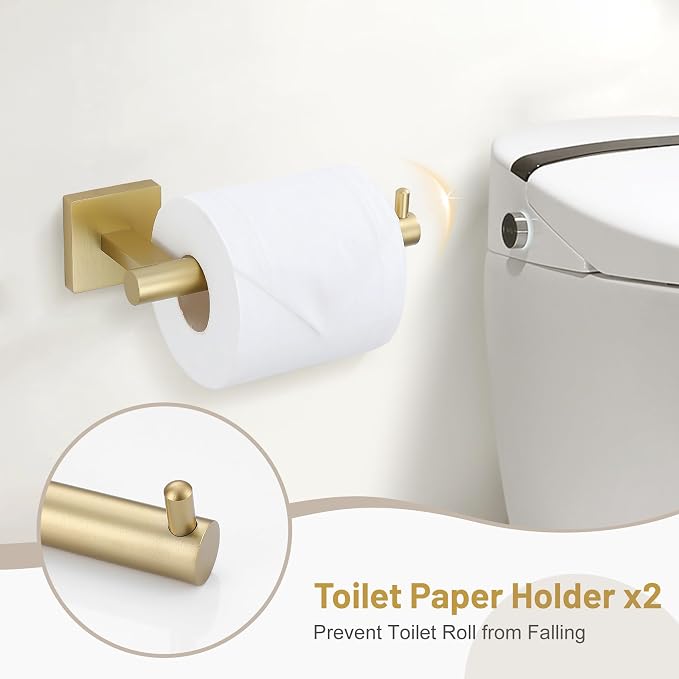 10 Pieces Brushed Gold Towel Bar Set, 23.6 Inch Bathroom Accessories Set SUS304 - Image 4