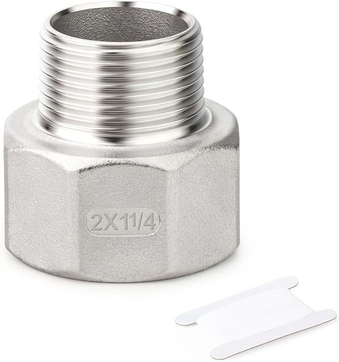 TAISHER 1PCS 304 Stainless Steel Pipe Fitting, 1-1/4" NPT Male x 2" NPT Female by TAISHER