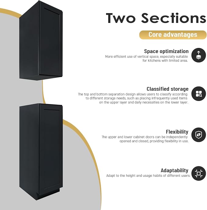 Storage Cabinet, 2 Soft Close Doors, 4 Adjustable Shelves, 2 Portion, - Image 4