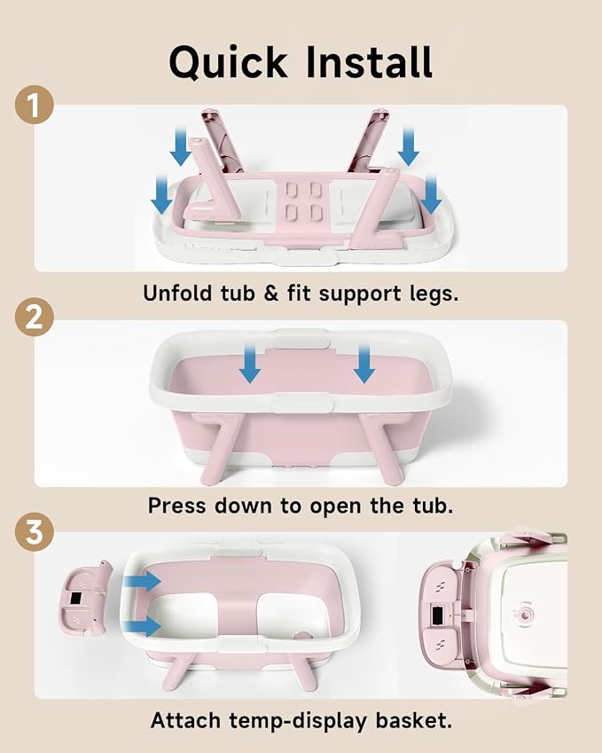 Collapsible Baby Bathtub, Laege Infant Bath Tub - Image 7