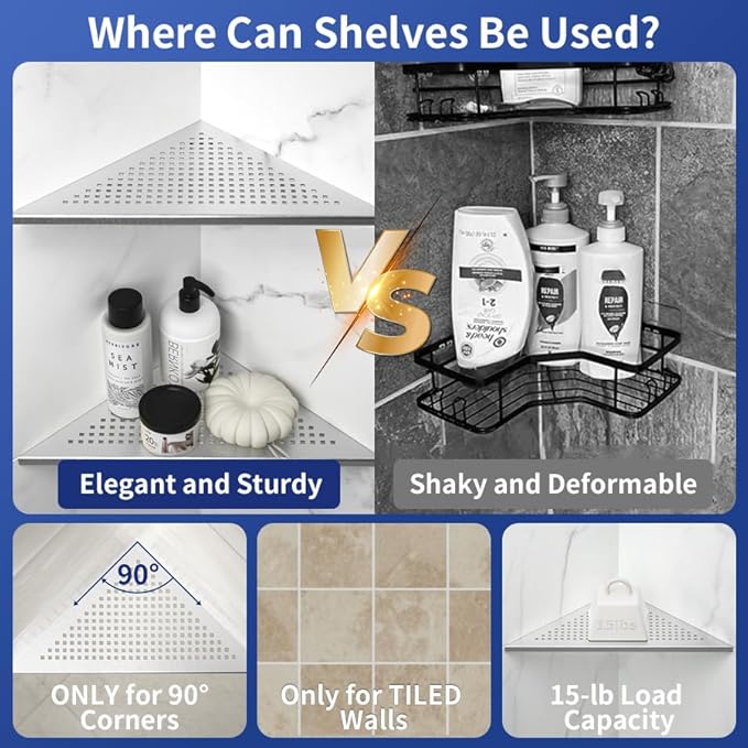Corner Shower Shelves, Grout in Shelf - Image 4