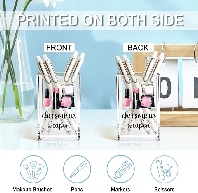 Choose Your Weapon Acrylic Cosmetic Holder, Funny Makeup Brush Organizer Gifts - Image 3