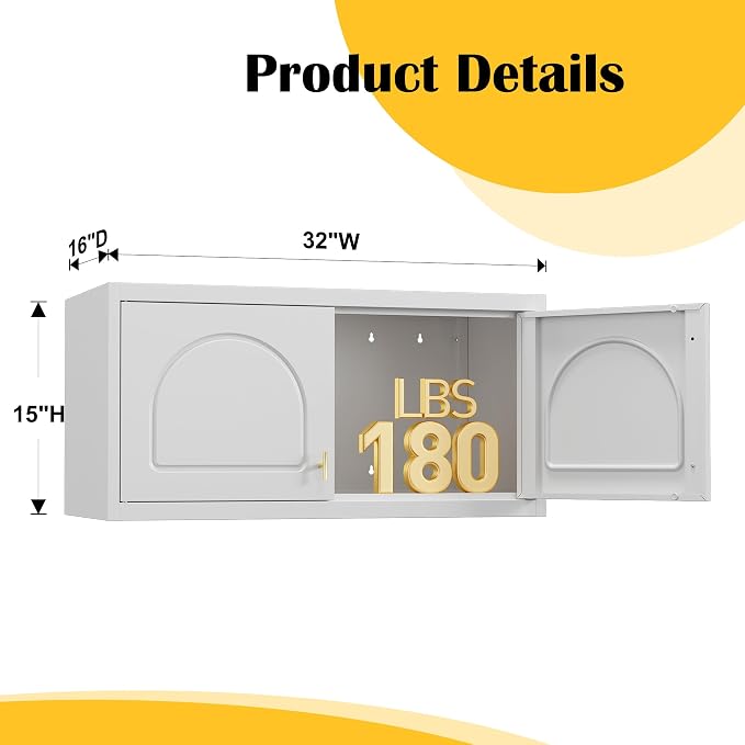 Wall Upper Storage Cabinet, Metal Bathroom Wall Mounted Cabinet, 15 Inch - Image 2