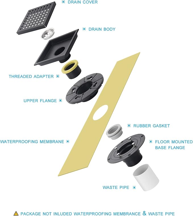 6 Inch Shower Drain Brushed Nickel Square - Image 3