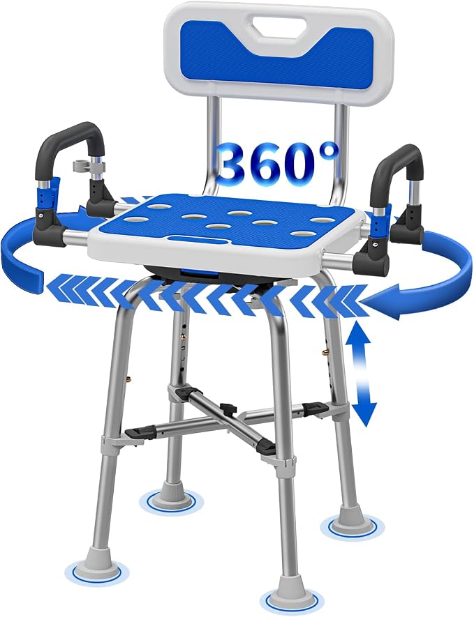 Swive Shower Chair with Arms and Back Heavy Duty 500 lbs by Unknown