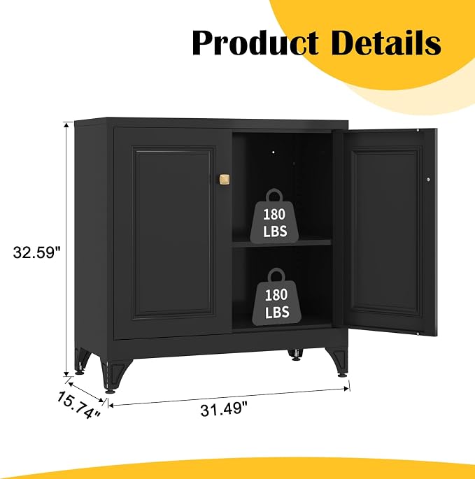 33" Metal Kitchen Pantry Storage Cabinets - Image 3