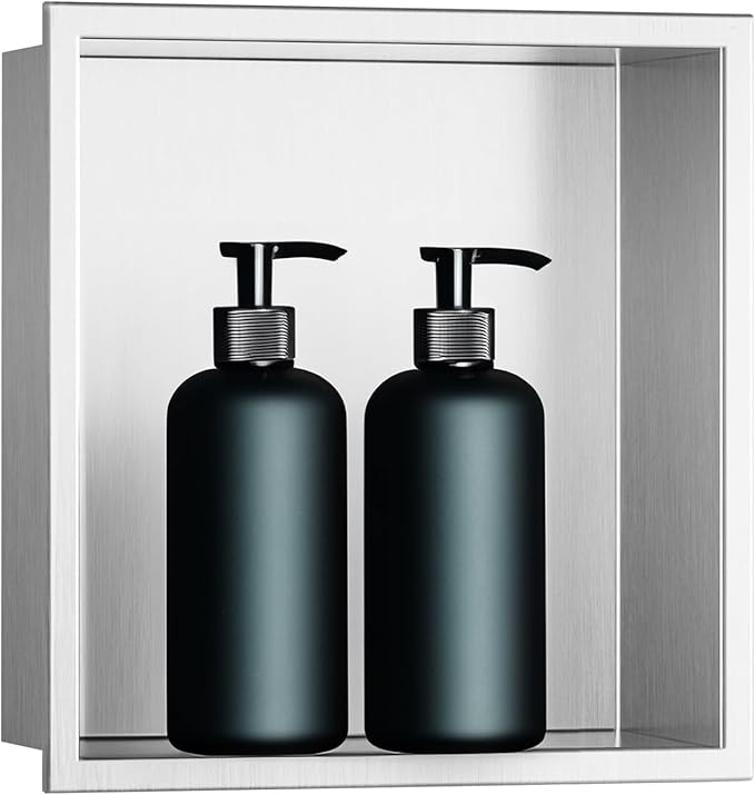 SaniteModar Shower Niche, Stainless Steel Shower Niche 12" X 12" No Tile Needed by SaniteModar