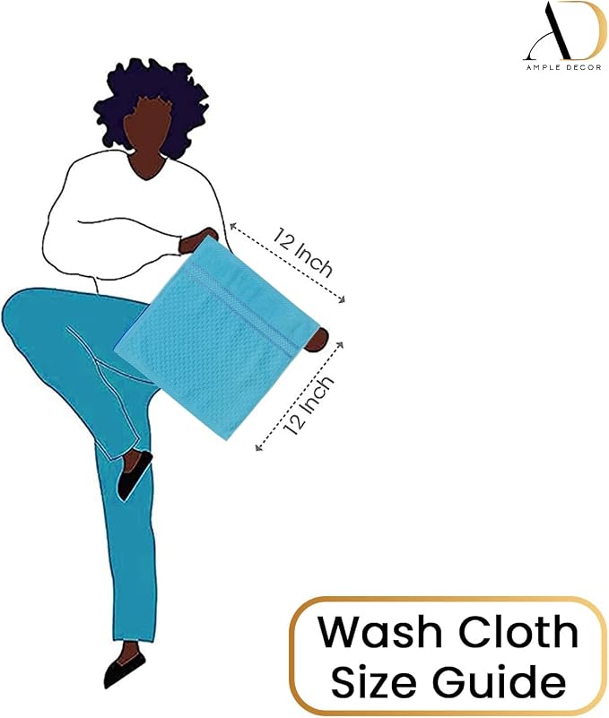 Ample Decor Sky Blue Wash Cloth Set of 10 100% Cotton - Image 5