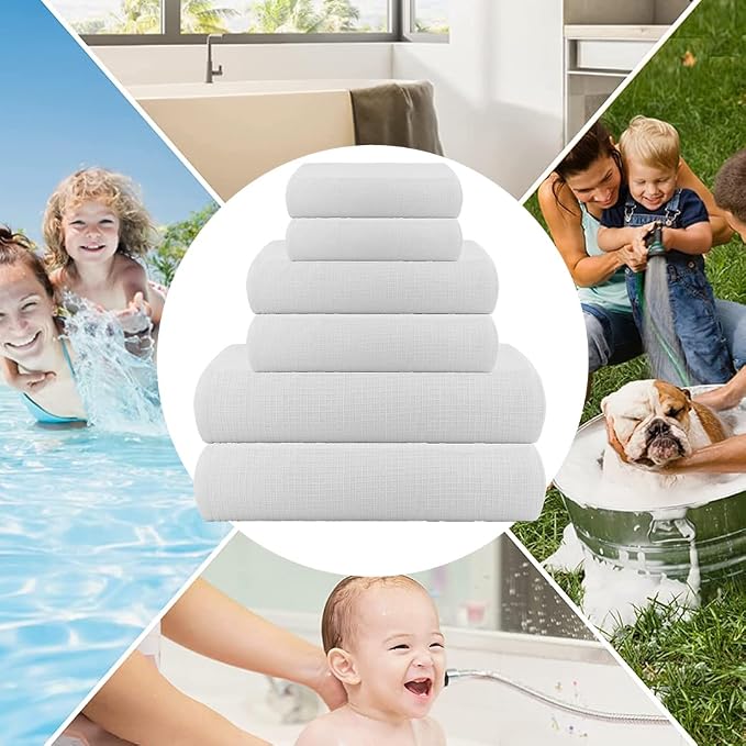 CASA COPENHAGEN Waffle Towel, 6Pieces 100% Cotton Large Towel Set- White - Image 6