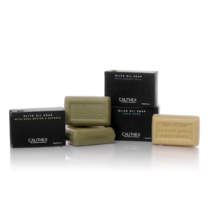Calithea 3 Pack Olive Oil Based Soap Bars: 100% Pure Olive Oil Soap, Donkey Milk by CalitheaSkincare