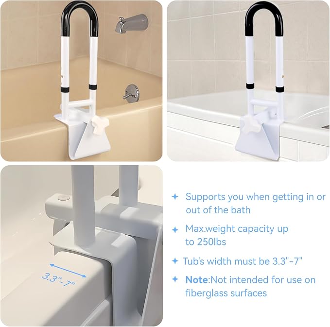 Adjustable Bathtub Grab Bars for Seniors, Tub Handle Grab Bar for Elderly Bath - Image 7