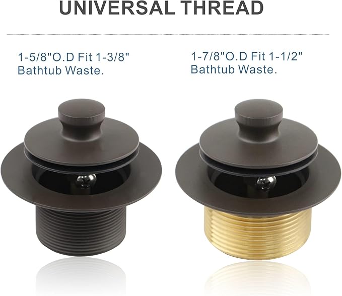 Bronze Tub Drain Lift &Turn Tub Trim Set - Image 3