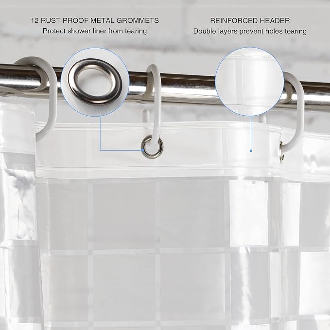 WELTRXE EVA Shower Curtain Liner 72x72 Inch 8G Heavy Duty Clear Shower Liner - Image 3