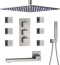 Brushed Nickel Shower Faucet Set Thermostatic Shower System, 4 Way Shower Faucet by KATAIS