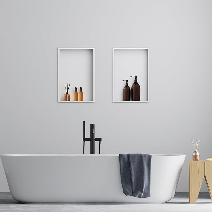 Achelous Stainless Steel Insert Shower Niche 18" X 12" NO Tile Needed, Recessed - Image 5